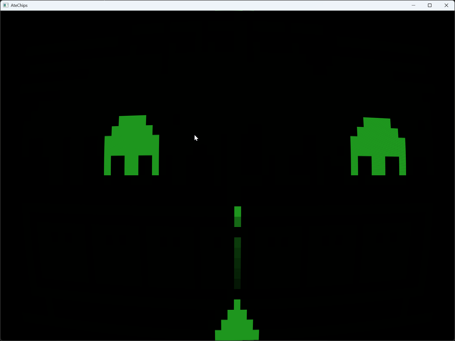 CHIP-8 game running with green phosphor CRT shader