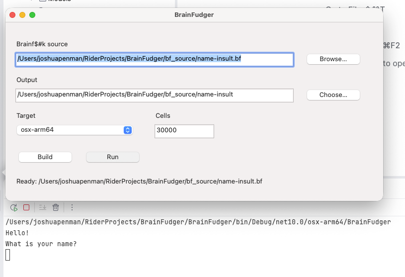 BrainFudger native AppKit GUI on macOS