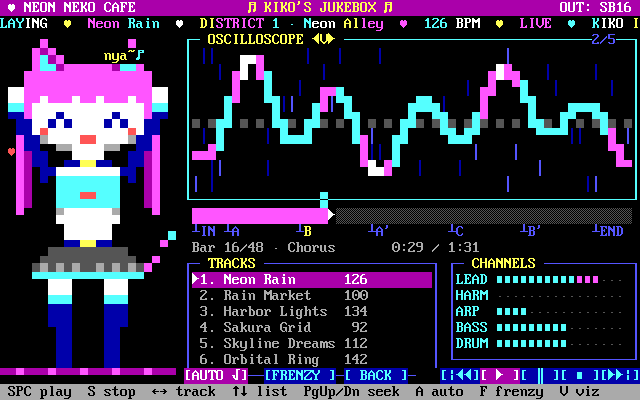 Text-mode jukebox, oscilloscope visualiser