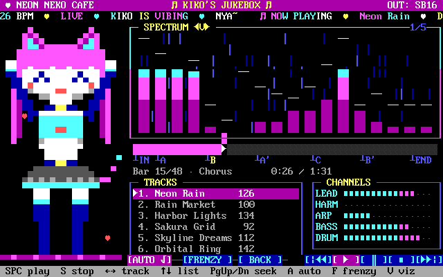 Text-mode jukebox, spectrum visualiser