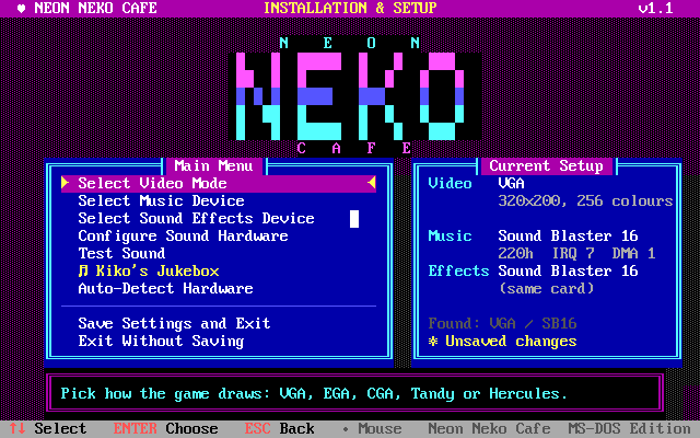 SETUP.EXE main menu